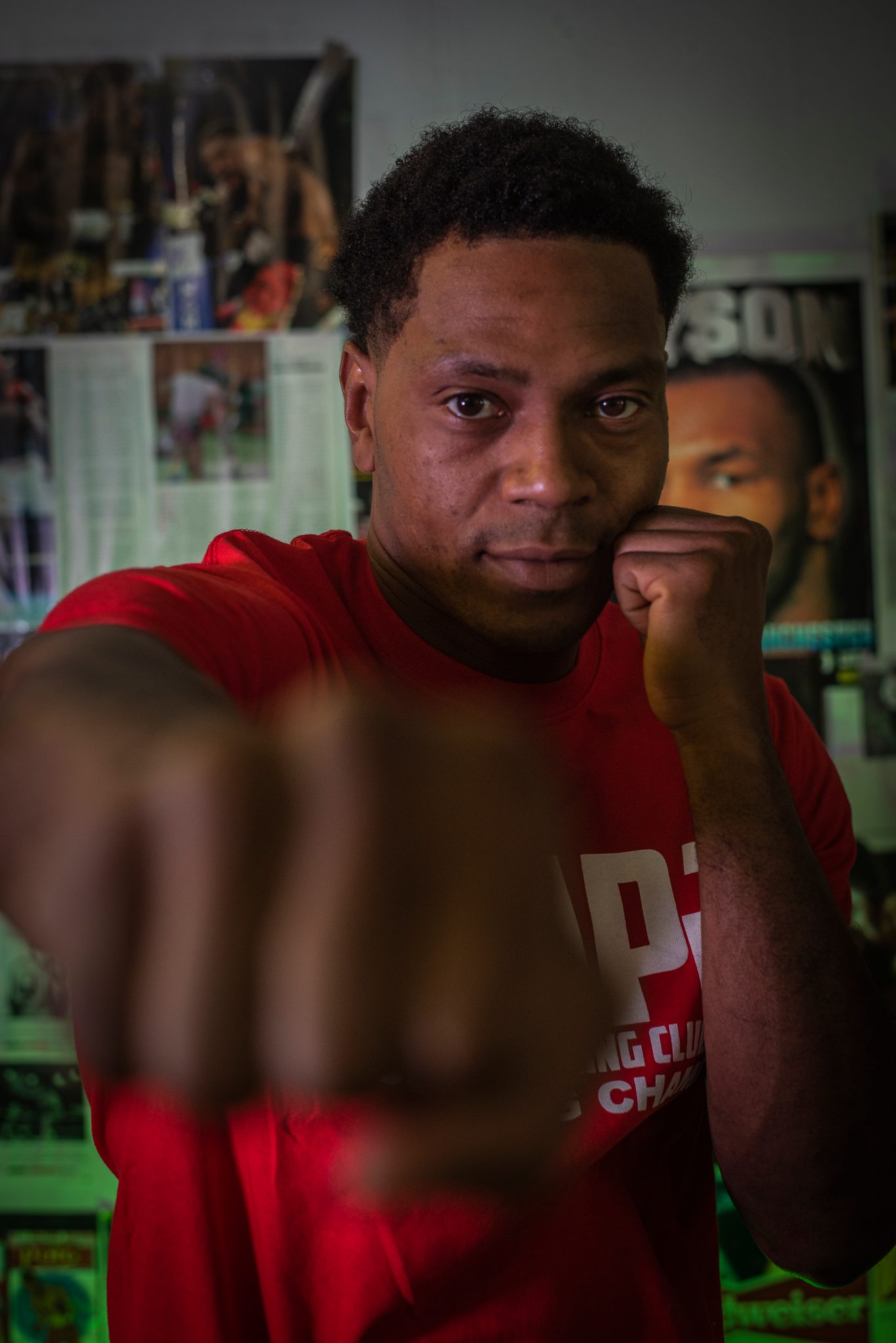 A punch straight at the lens.