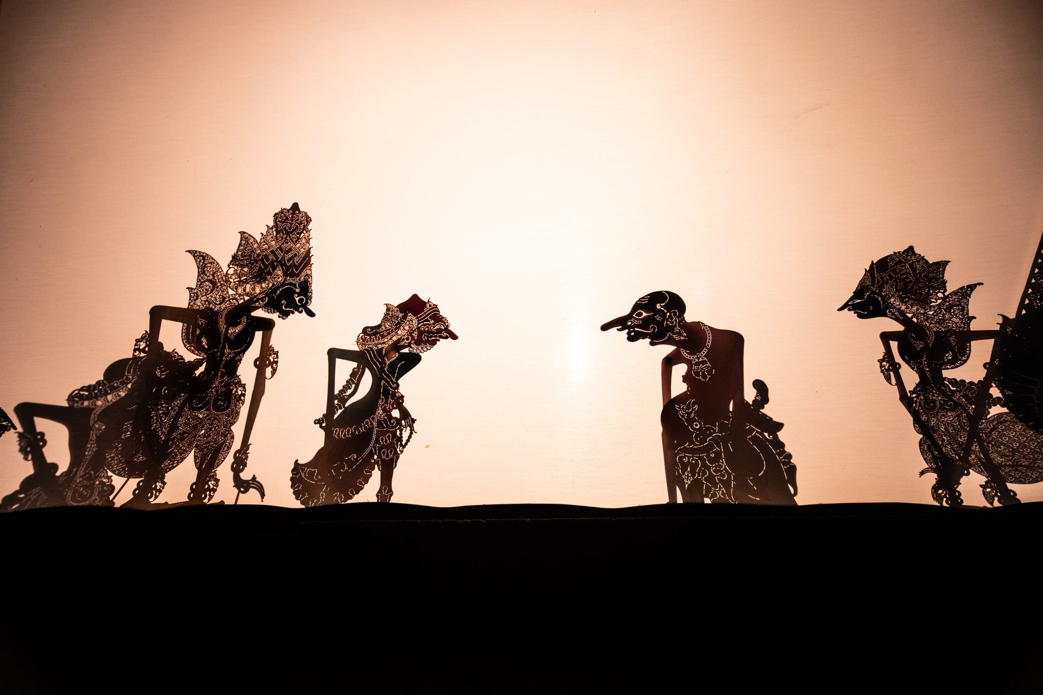 The Wayang Kulit shadow puppets tell a story